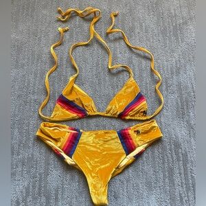 Aviator Nation Gold Velour Bikini